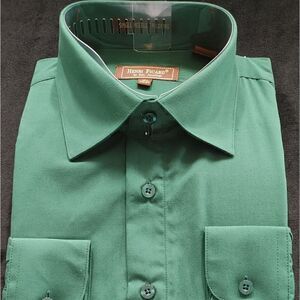 HENRI PICARD BY DON JONATHAN HUNTER GREEN DRESS SHIRT.